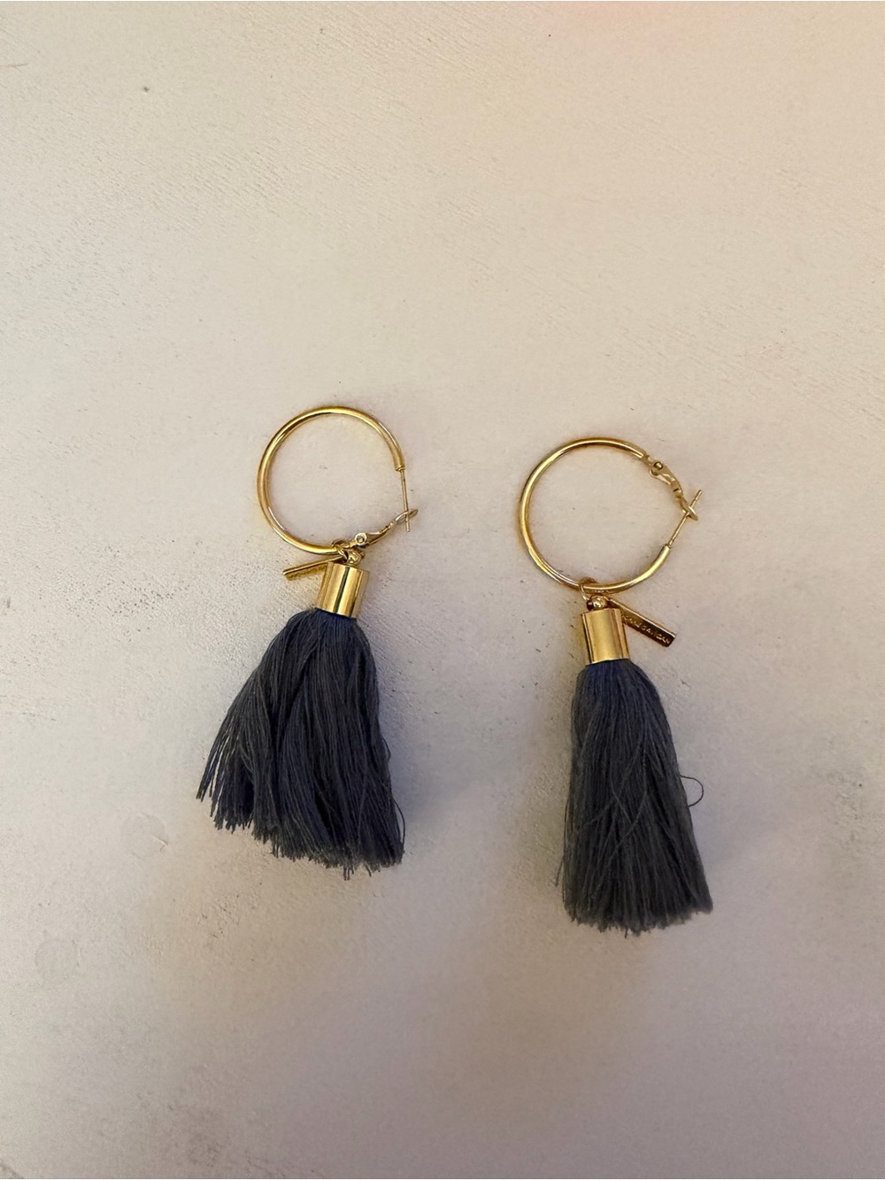 Mignonne Gavigan Gray Tassel Hoop Earrings